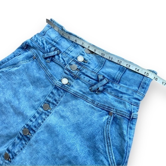 ALMOST Famous Button Front High Waisted Denim Jean Mini Skirt | Size 13 - Picture 5 of 7